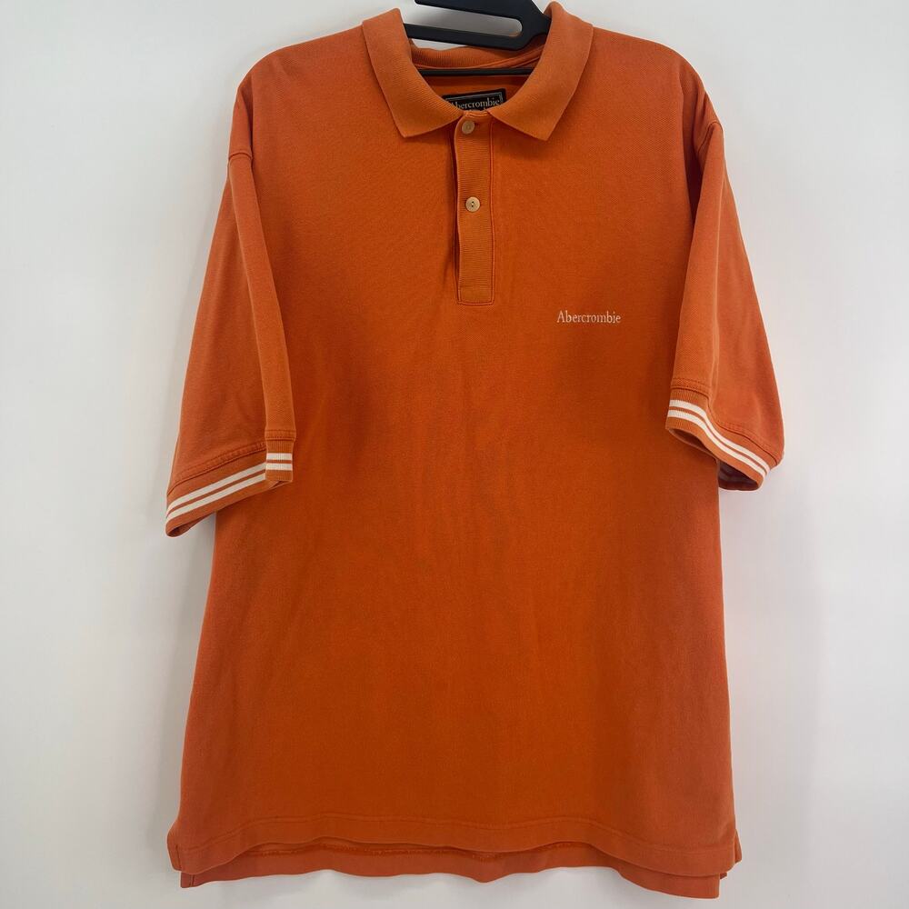 Vintage Y2K Abercrombie & Fitch Orange Polo XL Cotton Preppy Surf Collegiate